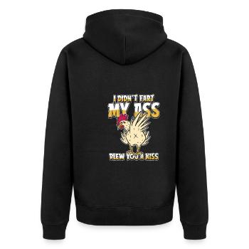 Chicken Hen I Didnt Fart My Butt Blew You A Kiss - Unisex Premium Organic Zip Hoodie - black - Back - Nico (187cm)