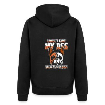 French Bulldog - Unisex Premium Bio Zip Hoodie - Schwarz - Hinten - Nico (187cm)