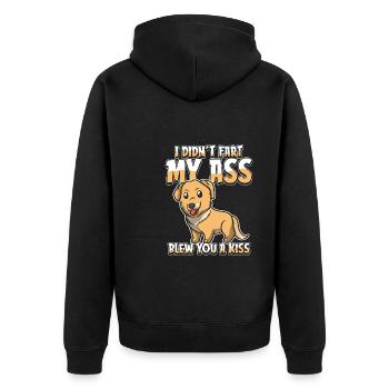 Golden Retriever Funny - Unisex Premium Organic Zip Hoodie - black - Back - Nico (187cm)
