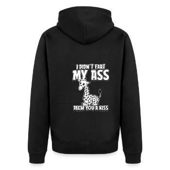 Girafe Je n’ai pas pété mes fesses t’a soufflé un baiser - Veste à capuche bio Premium Unisexe - noir - Dos - Nico (187cm)