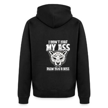 Jaguar Fun Je n’ai pas pété mes fesses t’a soufflé un baiser - Veste à capuche bio Premium Unisexe - noir - Dos - Nico (187cm)