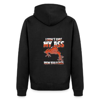 Giftfrosch I Didnt Fart My Butt Blew You A Kiss - Unisex Premium Bio Zip Hoodie - Schwarz - Hinten - Nico (187cm)