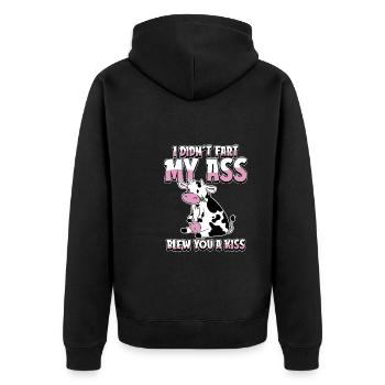 Kuh Landwirt Viehzucht - Unisex Premium Bio Zip Hoodie - Schwarz - Hinten - Nico (187cm)