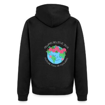 Tulips Earth Tulips - Unisex Premium Organic Zip Hoodie - black - Back - Nico (187cm)