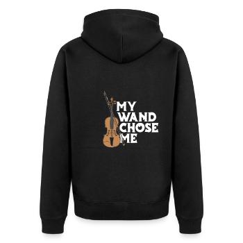 Violin Violin My Wand Chose Me - Unisex Premium Organic Zip Hoodie - black - Back - Nico (187cm)