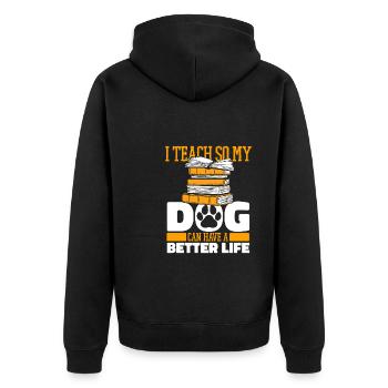 Professeur Chien Pédagogue - Veste à capuche bio Premium Unisexe - noir - Dos - Nico (187cm)