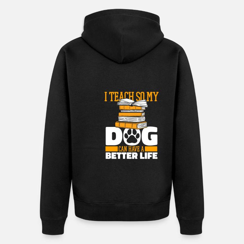 Lehrer Pädagoge Hund - Unisex Premium Bio Zip Hoodie - Schwarz