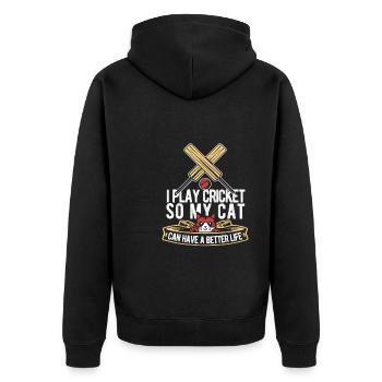 Cricket Cat - Unisex Premium Organic Zip Hoodie - black - Back - Nico (187cm)