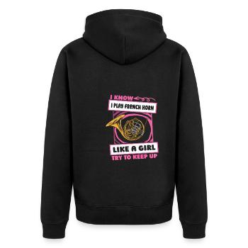 Horniste French Horn Girl - Veste à capuche bio Premium Unisexe - noir - Dos - Nico (187cm)