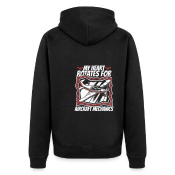 Flugzeug Mechaniker Witzig - Unisex Premium Bio Zip Hoodie - Schwarz - Hinten - Nico (187cm)