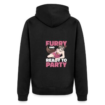 Furry Fandom Fursuits Party - Unisex Premium Bio Zip Hoodie - Schwarz - Hinten - Nico (187cm)