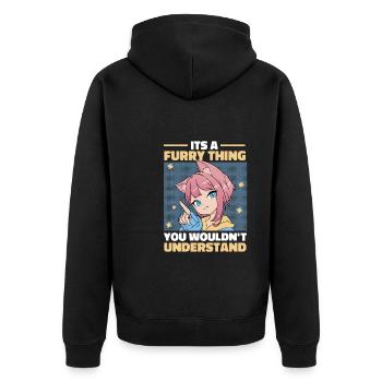 Furry Fandom Fursuits Mignon - Veste à capuche bio Premium Unisexe - noir - Dos - Nico (187cm)