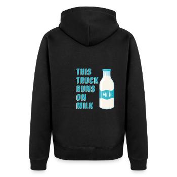 Cow Milk Milk Truck - Unisex Premium Organic Zip Hoodie - black - Back - Nico (187cm)
