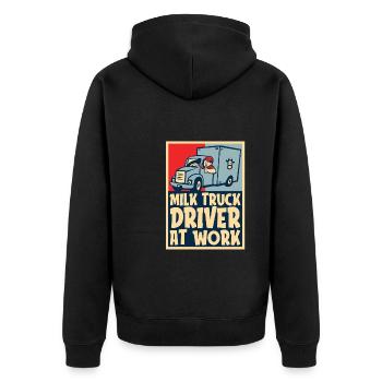 Kuh Milch Treiber Milchwagen - Unisex Premium Bio Zip Hoodie - Schwarz - Hinten - Nico (187cm)