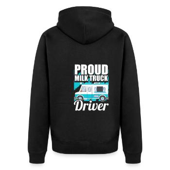 Cow Milk Milk Truck - Unisex Premium Organic Zip Hoodie - black - Back - Nico (187cm)