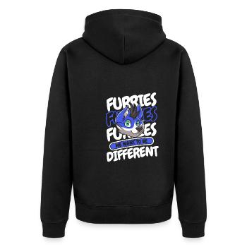 Furry Fandom Fursuits Witzig - Unisex Premium Bio Zip Hoodie - Schwarz - Hinten - Nico (187cm)