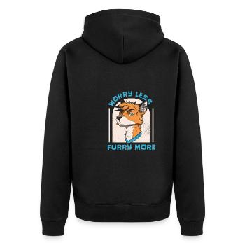 Furry Fandom Fursuits Lustig - Unisex Premium Bio Zip Hoodie - Schwarz - Hinten - Nico (187cm)