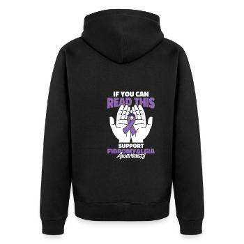 Fibromyalgie rhumatisme mains - Veste à capuche bio Premium Unisexe - noir - Dos - Nico (187cm)