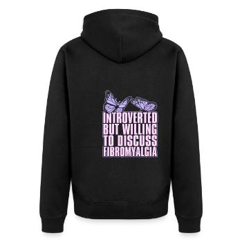 Fibromyalgie rhumatisme papillon - Veste à capuche bio Premium Unisexe - noir - Dos - Nico (187cm)
