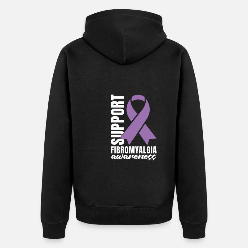 Fibromyalgia Rheumatism Support - Unisex Premium Organic Zip Hoodie - black
