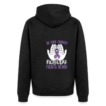 Fibromyalgia Rheumatism Family - Unisex Premium Organic Zip Hoodie - black - Back - Nico (187cm)
