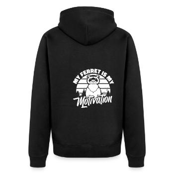 Frettchen Iltis Niedlich - Unisex Premium Bio Zip Hoodie - Schwarz - Hinten - Nico (187cm)