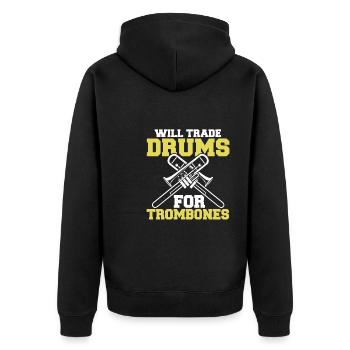 Spielmannszug Posaune Lustig - Unisex Premium Bio Zip Hoodie - Schwarz - Hinten - Nico (187cm)