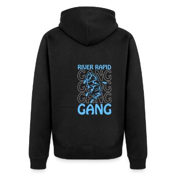Rafting Gang Wildwasser Rafting - Unisex Premium Bio Zip Hoodie - Schwarz - Hinten - Nico (187cm)