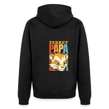 Frettchen Iltis Papa - Unisex Premium Bio Zip Hoodie - Schwarz - Hinten - Nico (187cm)