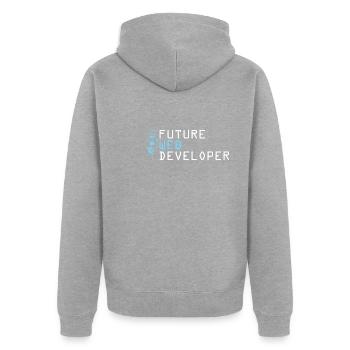Développeur Web Développeur Web - Veste à capuche bio Premium Unisexe - gris chiné - Dos - Nico (187cm)