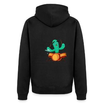 Schlagzeug Drummer Schlagzeuger Niedlich - Unisex Premium Bio Zip Hoodie - Schwarz - Hinten - Nico (187cm)