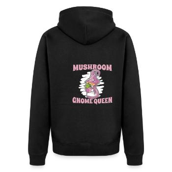 Mushroom Picker Mushrooms Queen Mushroom Dwarf - Unisex Premium Organic Zip Hoodie - black - Back - Nico (187cm)