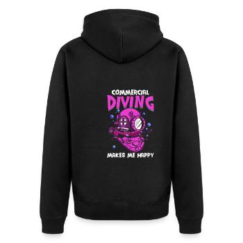 Tauchen Taucher Kommerzielles Tauchen - Unisex Premium Bio Zip Hoodie - Schwarz - Hinten - Nico (187cm)