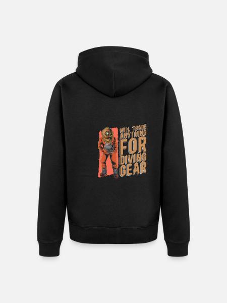 Diving Diver Funny Commercial Diving - Unisex Premium Organic Zip Hoodie - black