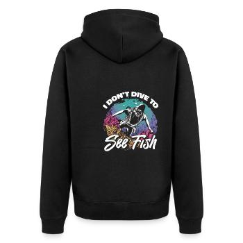 Diving Diver Funny Commercial Diving - Unisex Premium Organic Zip Hoodie - black - Back - Nico (187cm)