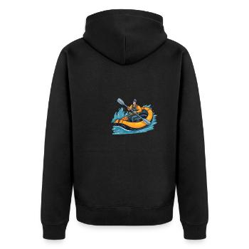 Rafting - Unisex Premium Organic Zip Hoodie - black - Back - Nico (187cm)