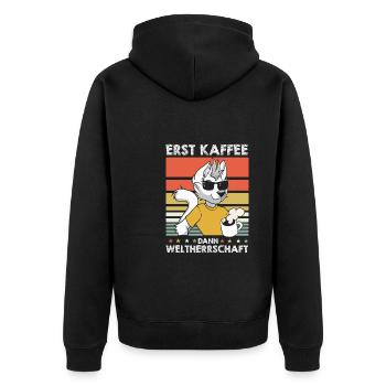 Furry Fandom Fursuits Kaffee - Unisex Premium Bio Zip Hoodie - Schwarz - Hinten - Nico (187cm)