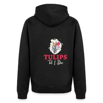 Tulpen Tulpen - Unisex Premium Bio Zip Hoodie - Schwarz - Hinten - Nico (187cm)