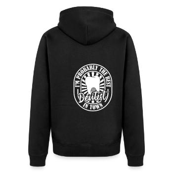 Zahnarzt Dentist - Unisex Premium Bio Zip Hoodie - Schwarz - Hinten - Nico (187cm)