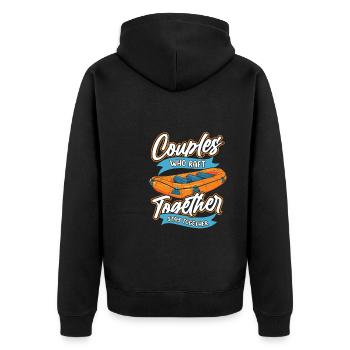 Rafting Paar - Unisex Premium Bio Zip Hoodie - Schwarz - Hinten - Nico (187cm)