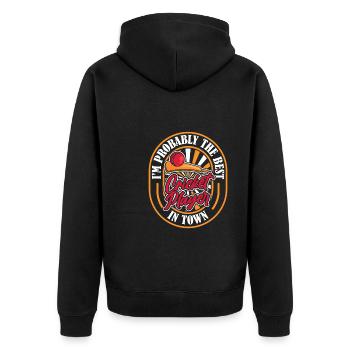 Cricket Am Besten - Unisex Premium Bio Zip Hoodie - Schwarz - Hinten - Nico (187cm)