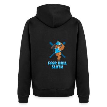 Faultier Niedlich Faultier Baseball - Unisex Premium Bio Zip Hoodie - Schwarz - Hinten - Nico (187cm)