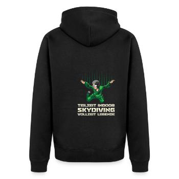 Indoor Skydiving Legend - Unisex Premium Organic Zip Hoodie - black - Back - Nico (187cm)