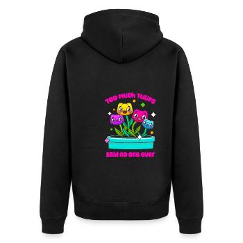 Tulpen Niedlich - Unisex Premium Bio Zip Hoodie - Schwarz - Hinten - Nico (187cm)