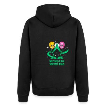 Tulips Cute - Unisex Premium Organic Zip Hoodie - black - Back - Nico (187cm)
