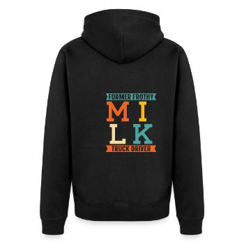 Kuh Milch Treiber Milchwagen - Unisex Premium Bio Zip Hoodie - Schwarz - Hinten - Nico (187cm)