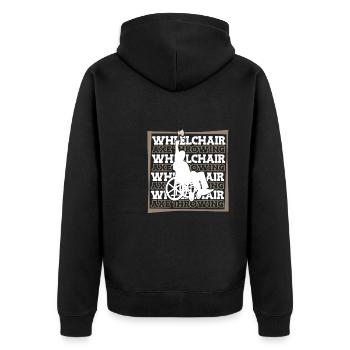 Axtwerfen Axtwerfer Rollstuhl - Unisex Premium Bio Zip Hoodie - Schwarz - Hinten - Nico (187cm)