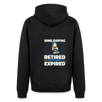 Wing Surf Wing Foil Im Ruhestand - Unisex Premium Bio Zip Hoodie - Schwarz - Hinten - Nico (187cm)