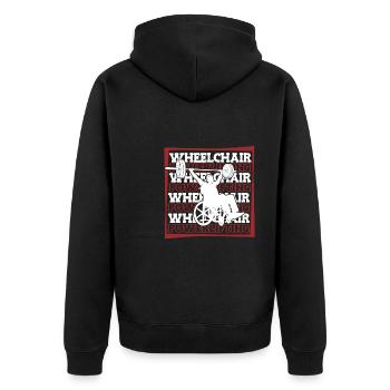 Powerlifting Powerlifter Rollstuhl - Unisex Premium Bio Zip Hoodie - Schwarz - Hinten - Nico (187cm)