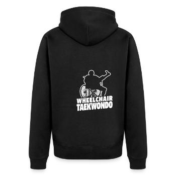 Taekwondo Rollstuhl - Unisex Premium Bio Zip Hoodie - Schwarz - Hinten - Nico (187cm)